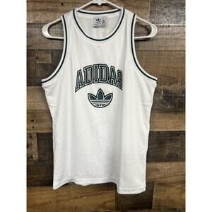 NWT Adidas Originals Basketball Jersey Tank Top Black White Boys Sz L